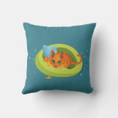 Gingerkatje die boom speelt/in bed met speelgoed m buitenkussen (Achterkant)