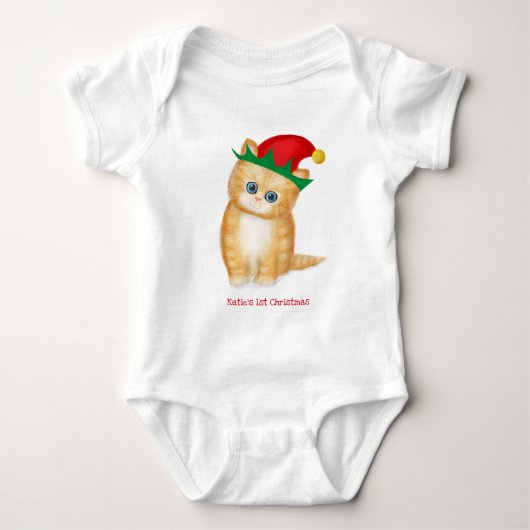 Gingerkitten baby's 1 e-mas gepersonaliseerde body romper (Voorkant)