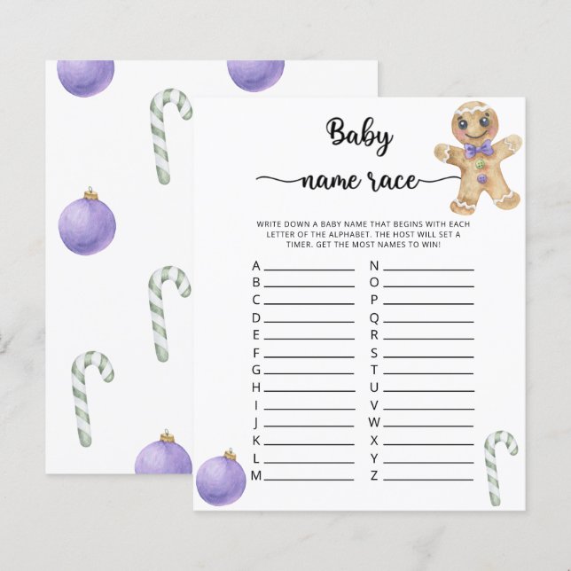 Gingerkoekjes Baby naam race spel (Voorkant / Achterkant)