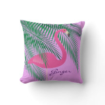 Ginger's roze en Paarse Flamingo Pillow