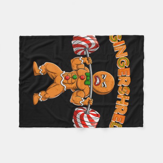 Gingershred Bodybuilder Funny Gingerbread Man Weig Fleece Deken (Voorkant (Horizontaal))