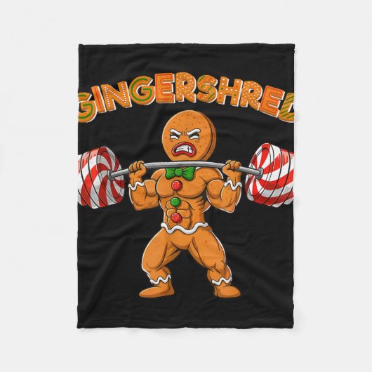 Gingershred Bodybuilder Funny Gingerbread Man Weig Fleece Deken (Voorkant)