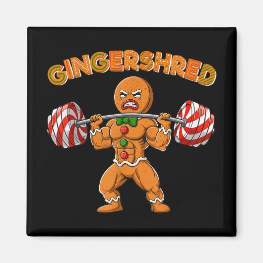 Gingershred Bodybuilder Grappige Gemberkoek Man We Magneet (Voorkant)