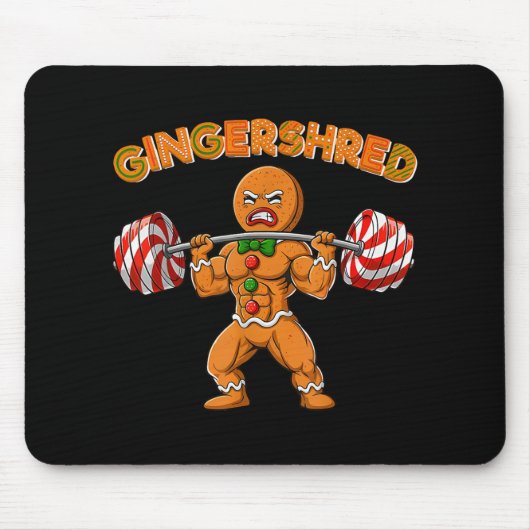 Gingershred Bodybuilder Grappige Gemberkoek Man We Muismat (Voorkant)