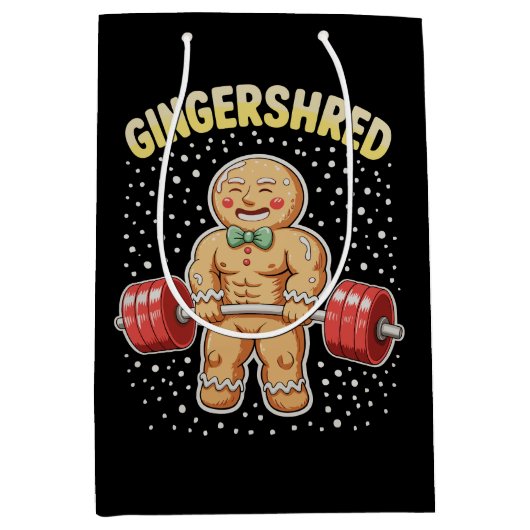 Gingershred Christmas Gingerbread Gym Bodybuilding Medium Cadeauzakje (Voorkant)
