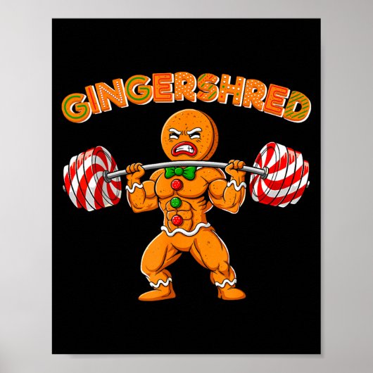 Gingershred Christmas Gingerbread Man Gym Bodybuil Poster (Voorkant)
