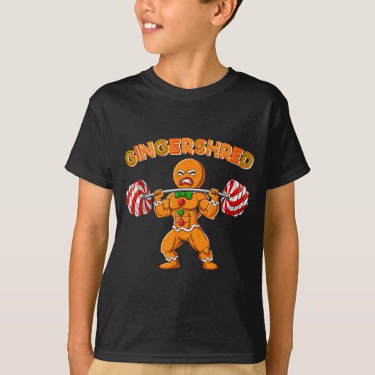 Gingershred Christmas Gingerbread Man Gym Bodybuil T-shirt (Voorkant)
