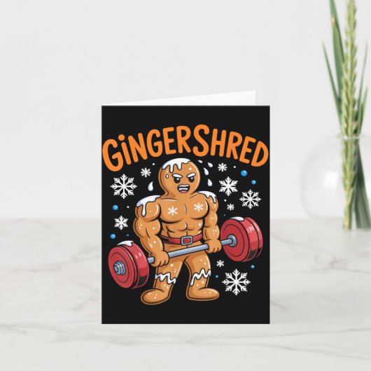 Gingershred Christmas Gym Workout Funny Gingerbrea Kaart (Voorkant)