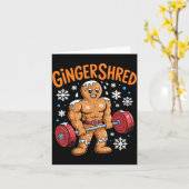 Gingershred Christmas Gym Workout Funny Gingerbrea Kaart (Gele Bloem)