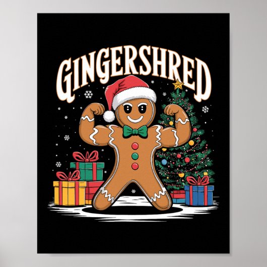Gingershred Funny Gingerbread Bodybuilding Kerstmi Poster (Voorkant)