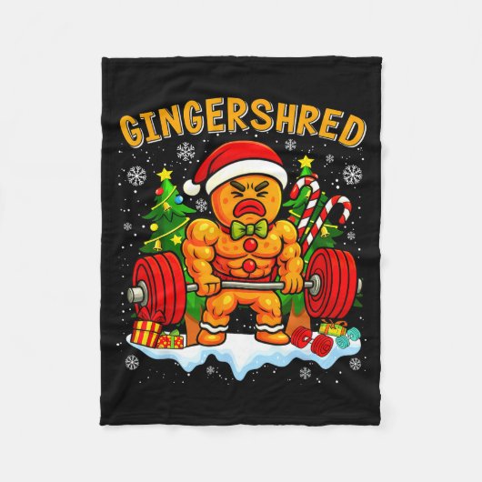 Gingershred Funny Gingerbread Man Gym Bodybuilding Fleece Deken (Voorkant)