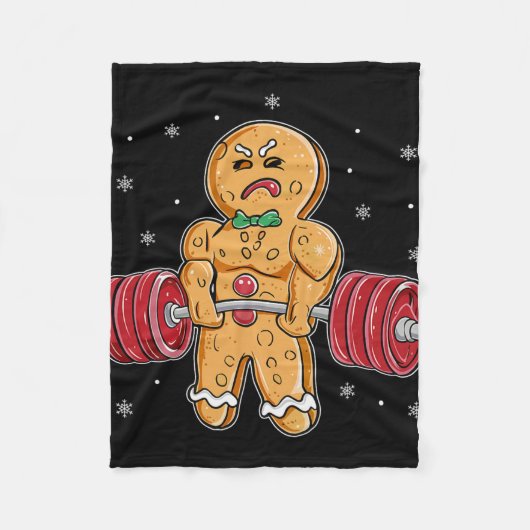 Gingershred Funny Gingerbread Man Gym Bodybuilding Fleece Deken (Voorkant)