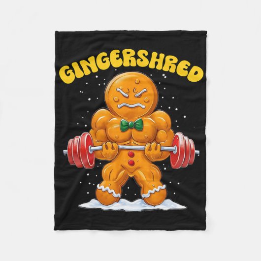 Gingershred Funny Gingerbread Man Gym Bodybuilding Fleece Deken (Voorkant)