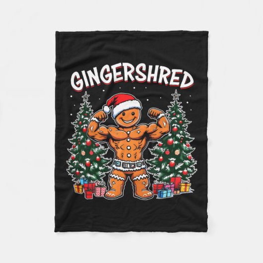Gingershred Funny Gingerbread Man Gym Bodybuilding Fleece Deken (Voorkant)