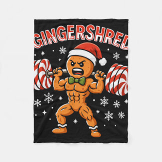 Gingershred Funny Gingerbread Man Gym Bodybuilding Fleece Deken
