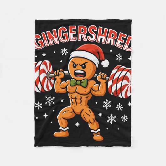 Gingershred Funny Gingerbread Man Gym Bodybuilding Fleece Deken (Voorkant)