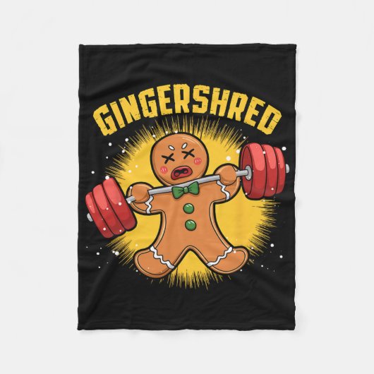 Gingershred Funny Gingerbread Man Gym Bodybuilding Fleece Deken (Voorkant)