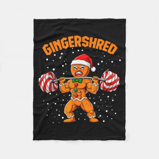 Gingershred Funny Gingerbread Man Gym Bodybuilding Fleece Deken (Voorkant)