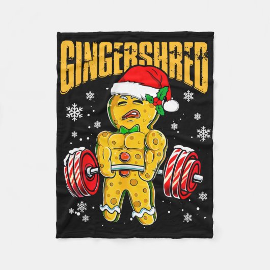 Gingershred Funny Gingerbread Man Gym Bodybuilding Fleece Deken (Voorkant)