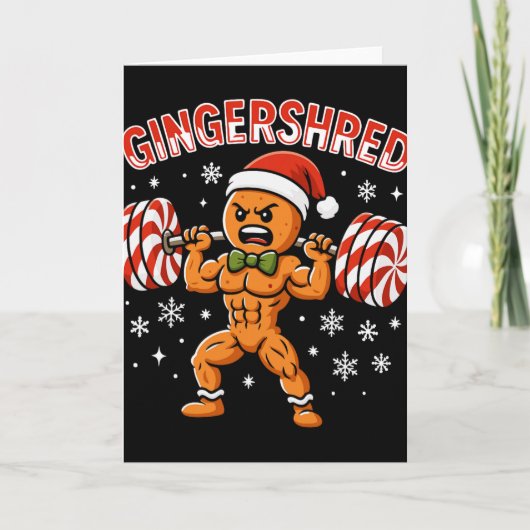 Gingershred Funny Gingerbread Man Gym Bodybuilding Kaart (Voorkant)