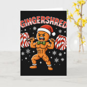 Gingershred Funny Gingerbread Man Gym Bodybuilding Kaart (Gele Bloem)