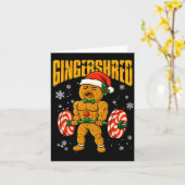 Gingershred Funny Gingerbread Man Gym Bodybuilding Kaart (Gele Bloem)