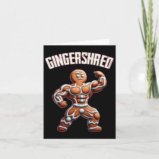 Gingershred Funny Gingerbread Man Gym Bodybuilding Kaart (Voorkant)