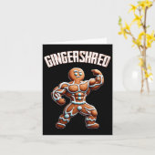 Gingershred Funny Gingerbread Man Gym Bodybuilding Kaart (Gele Bloem)