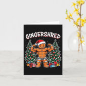 Gingershred Funny Gingerbread Man Gym Bodybuilding Kaart (Gele Bloem)