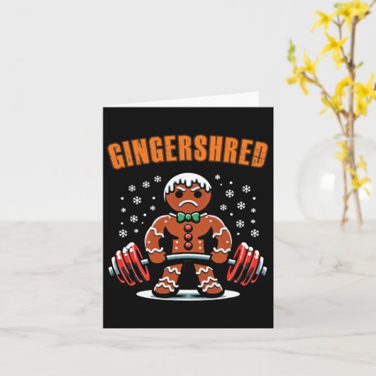 Gingershred Funny Gingerbread Man Gym Bodybuilding Kaart (Gele Bloem)