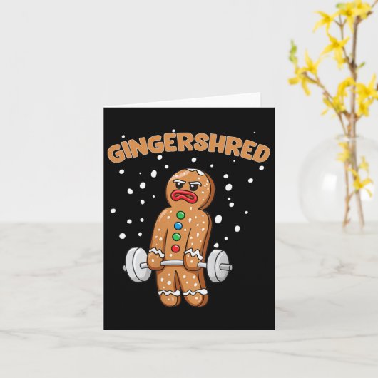 Gingershred Funny Gingerbread Man Gym Bodybuilding Kaart (Gele Bloem)