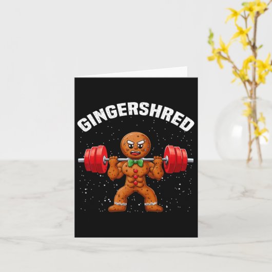 Gingershred Funny Gingerbread Man Gym Bodybuilding Kaart (Gele Bloem)