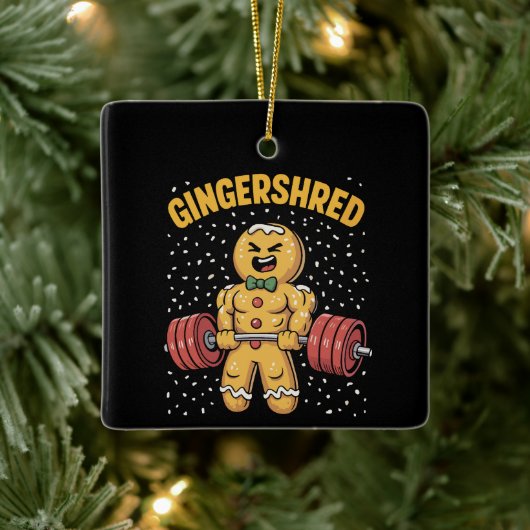 Gingershred Funny Gingerbread Man Gym Bodybuilding Keramisch Ornament (Boom)