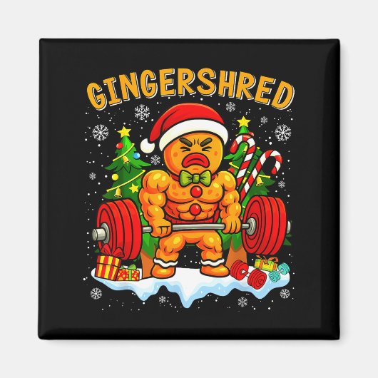 Gingershred Funny Gingerbread Man Gym Bodybuilding Magneet (Voorkant)