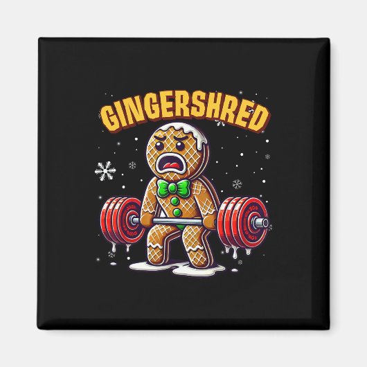 Gingershred Funny Gingerbread Man Gym Bodybuilding Magneet (Voorkant)