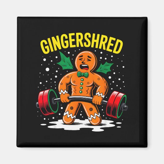 Gingershred Funny Gingerbread Man Gym Bodybuilding Magneet (Voorkant)