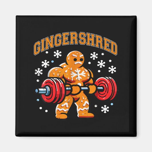 Gingershred Funny Gingerbread Man Gym Bodybuilding Magneet (Voorkant)