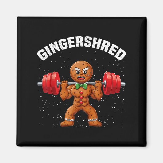 Gingershred Funny Gingerbread Man Gym Bodybuilding Magneet (Voorkant)