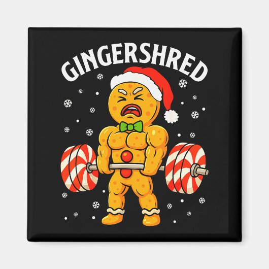 Gingershred Funny Gingerbread Man Gym Bodybuilding Magneet (Voorkant)