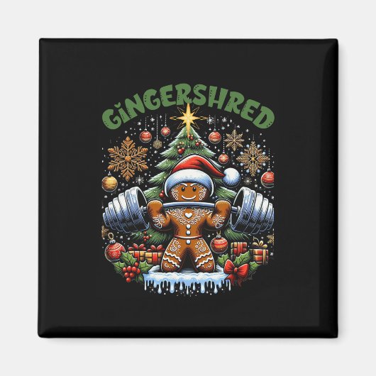 Gingershred Funny Gingerbread Man Gym Bodybuilding Magneet (Voorkant)