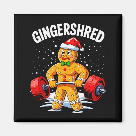 Gingershred Funny Gingerbread Man Gym Bodybuilding Magneet (Voorkant)