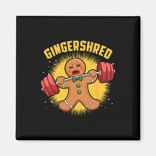 Gingershred Funny Gingerbread Man Gym Bodybuilding Magneet (Voorkant)