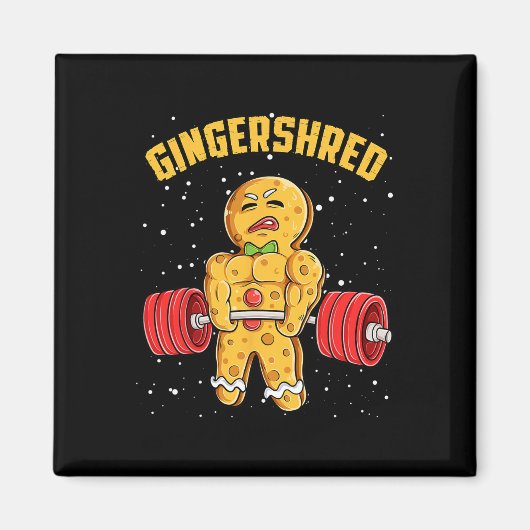 Gingershred Funny Gingerbread Man Gym Bodybuilding Magneet (Voorkant)