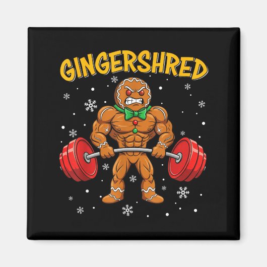 Gingershred Funny Gingerbread Man Gym Bodybuilding Magneet (Voorkant)