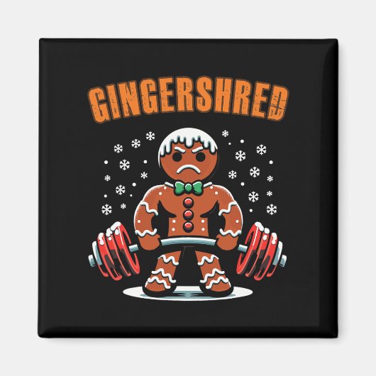 Gingershred Funny Gingerbread Man Gym Bodybuilding Magneet (Voorkant)