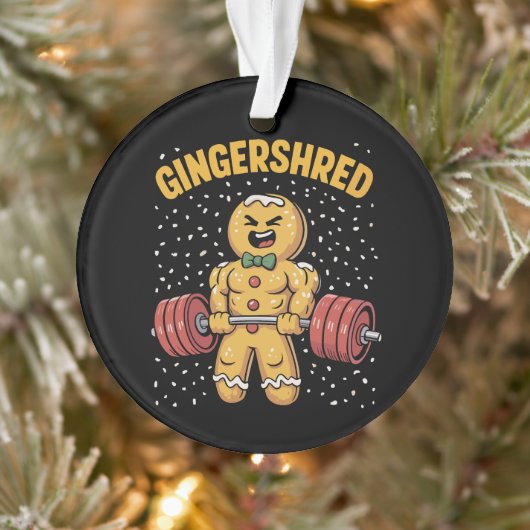 Gingershred Funny Gingerbread Man Gym Bodybuilding Ornament (Boom)