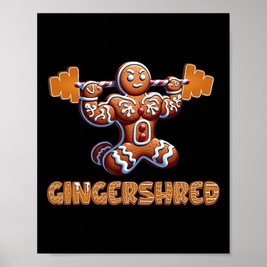 Gingershred Funny Gingerbread Man Gym Bodybuilding Poster (Voorkant)
