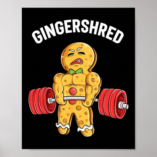 Gingershred Funny Gingerbread Man Gym Bodybuilding Poster (Voorkant)