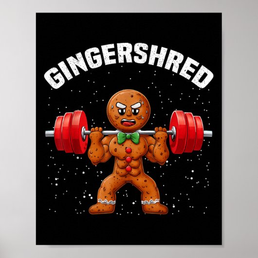 Gingershred Funny Gingerbread Man Gym Bodybuilding Poster (Voorkant)
