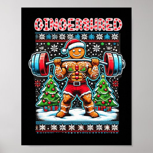 Gingershred Funny Gingerbread Man Gym Bodybuilding Poster (Voorkant)